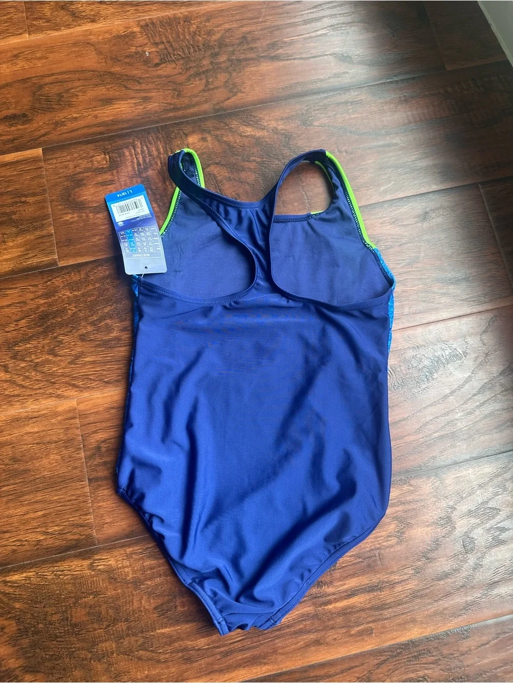 Speedo Navy and Lime Green Youth One-Piece Swimsuit